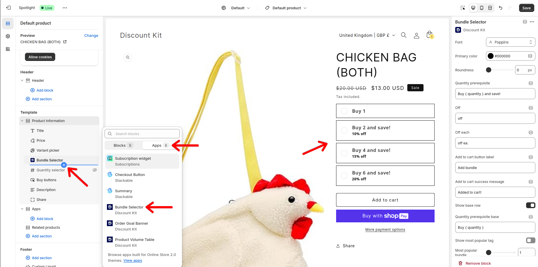 Bundle selector setup image