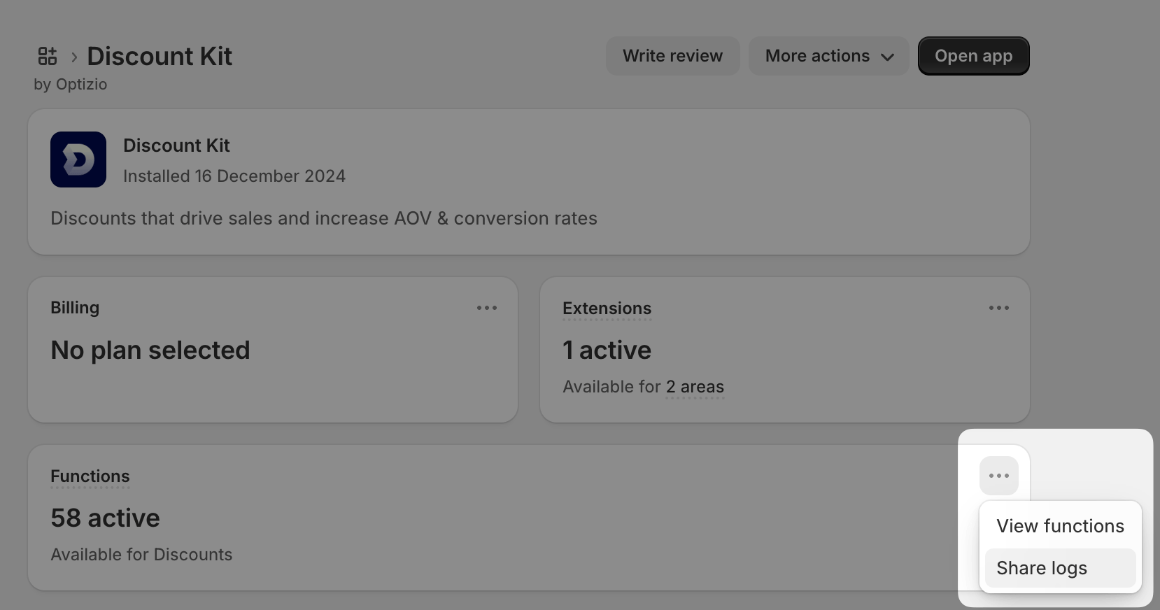 Share logs button