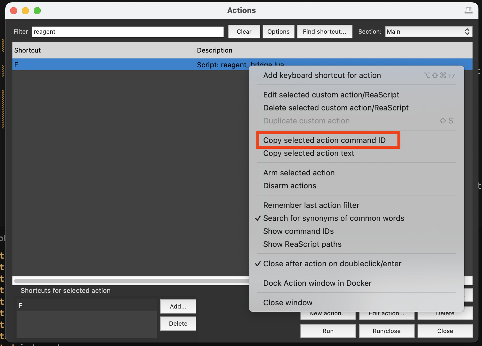 Copying the command ID of the reagent_bridge action