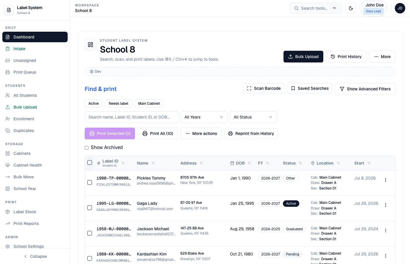 Email Validation admin page