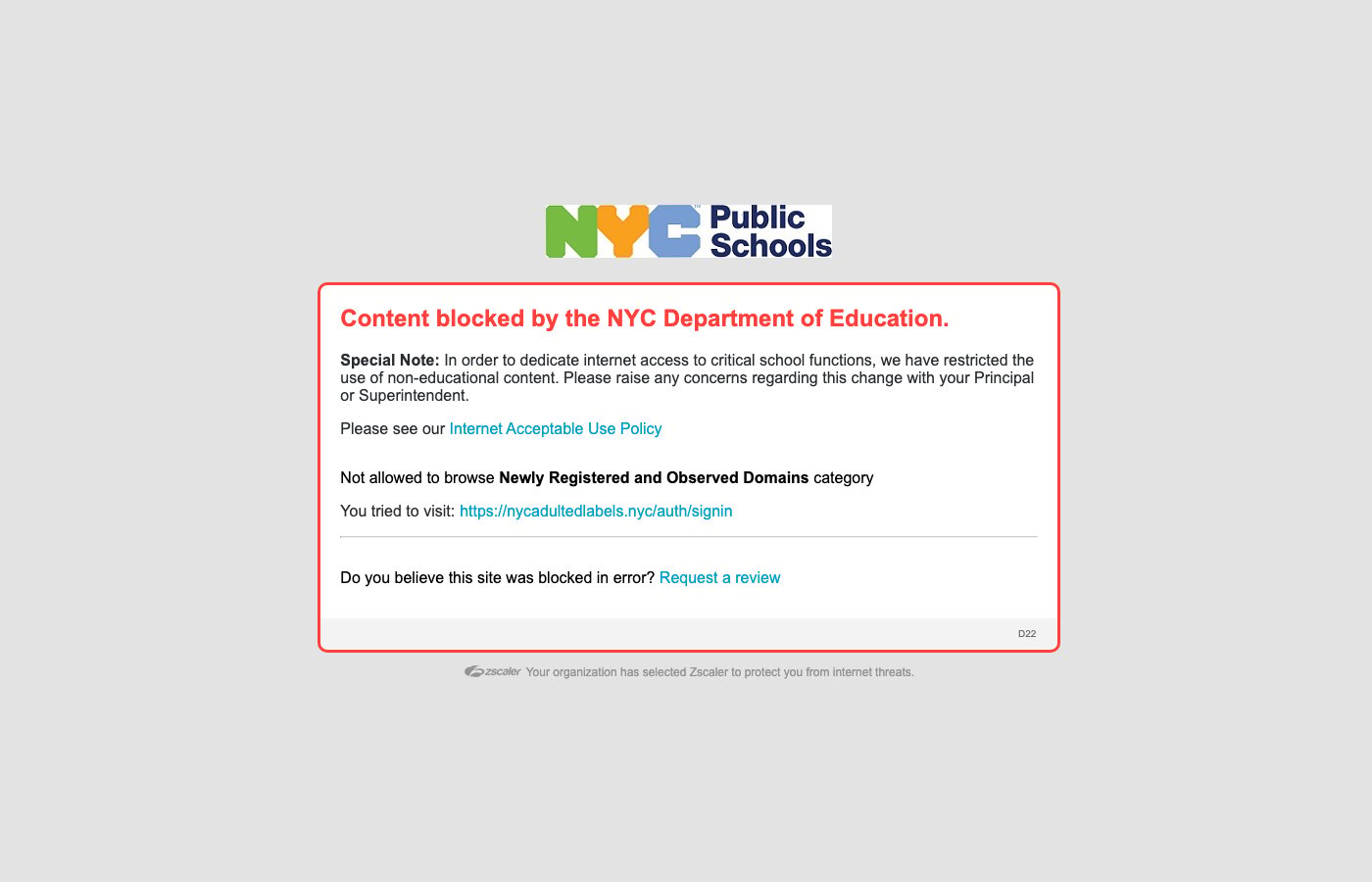 Student Label System split-panel sign-in page on nycadultedlabels.nyc