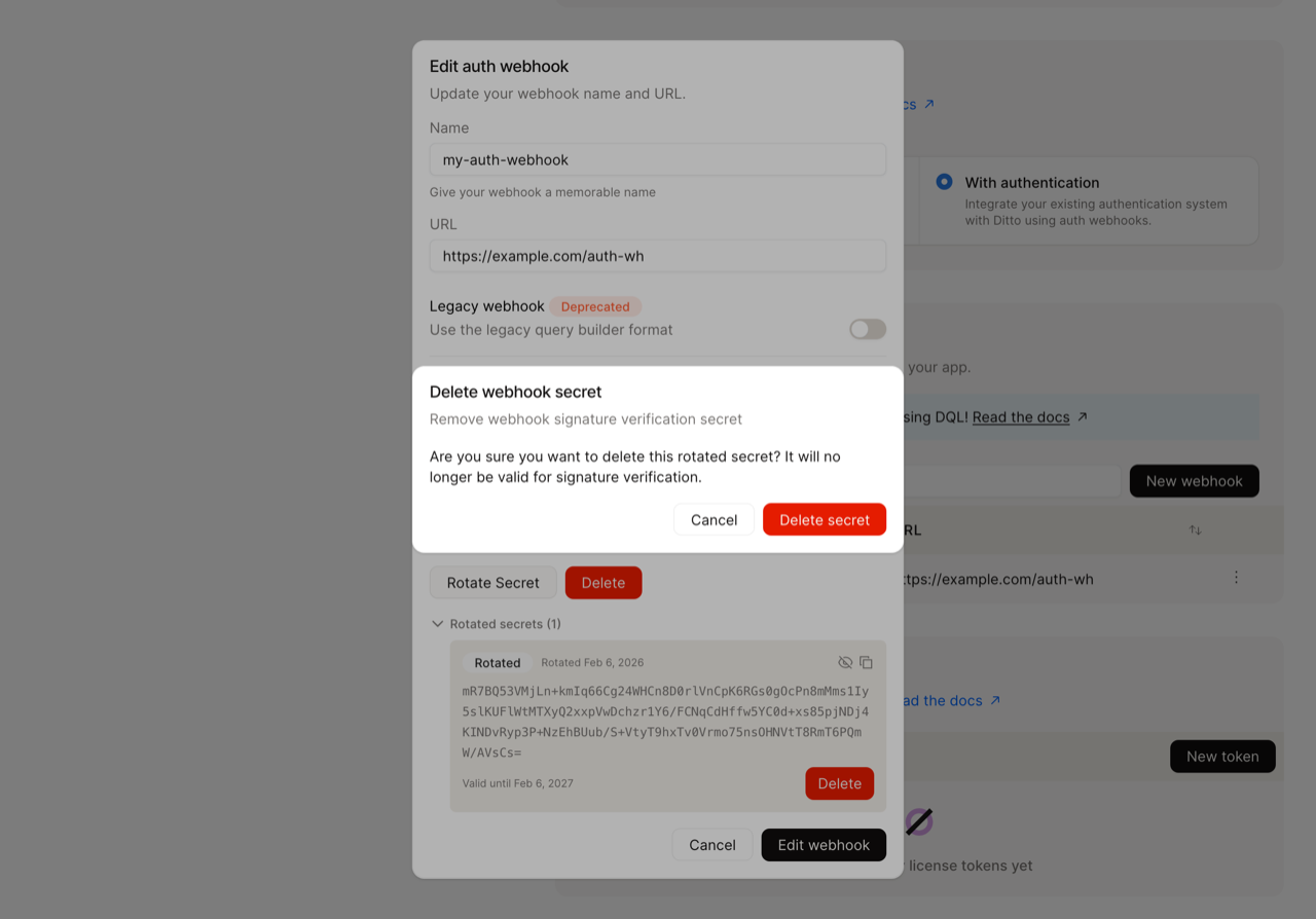 Delete old rotated webhook secret