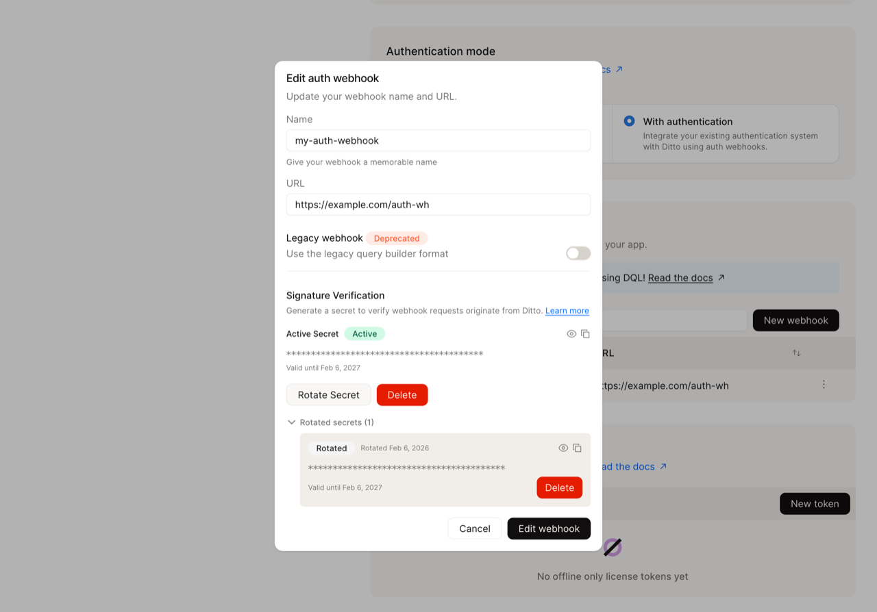 Both old and new secrets shown after rotation
