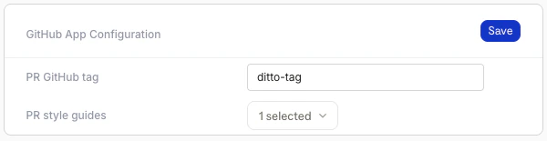 GitHub app configuration in Ditto