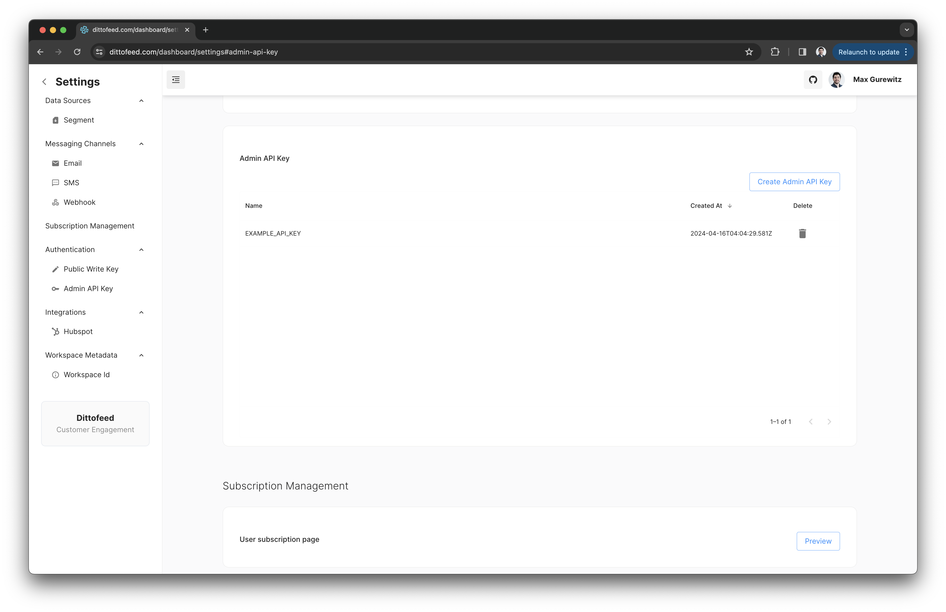 Admin API key