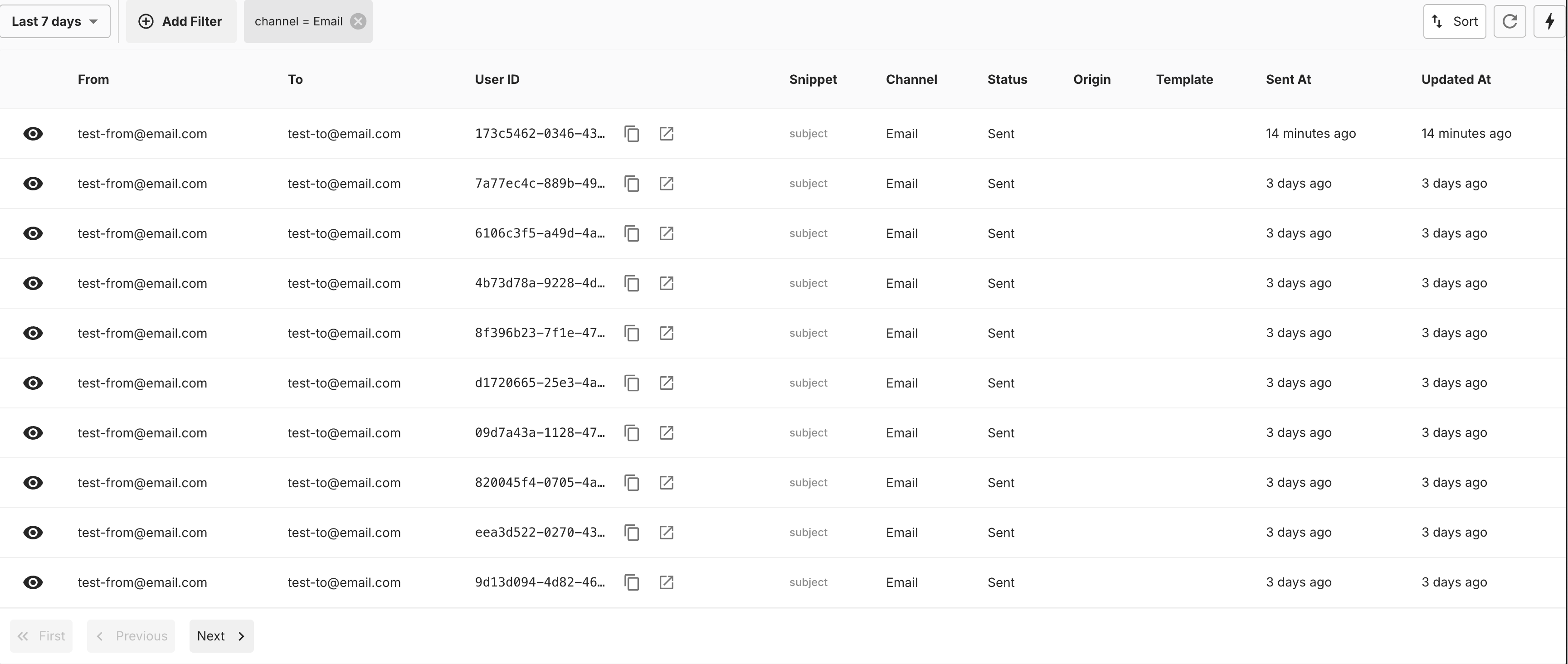 Embedded Deliveries Table