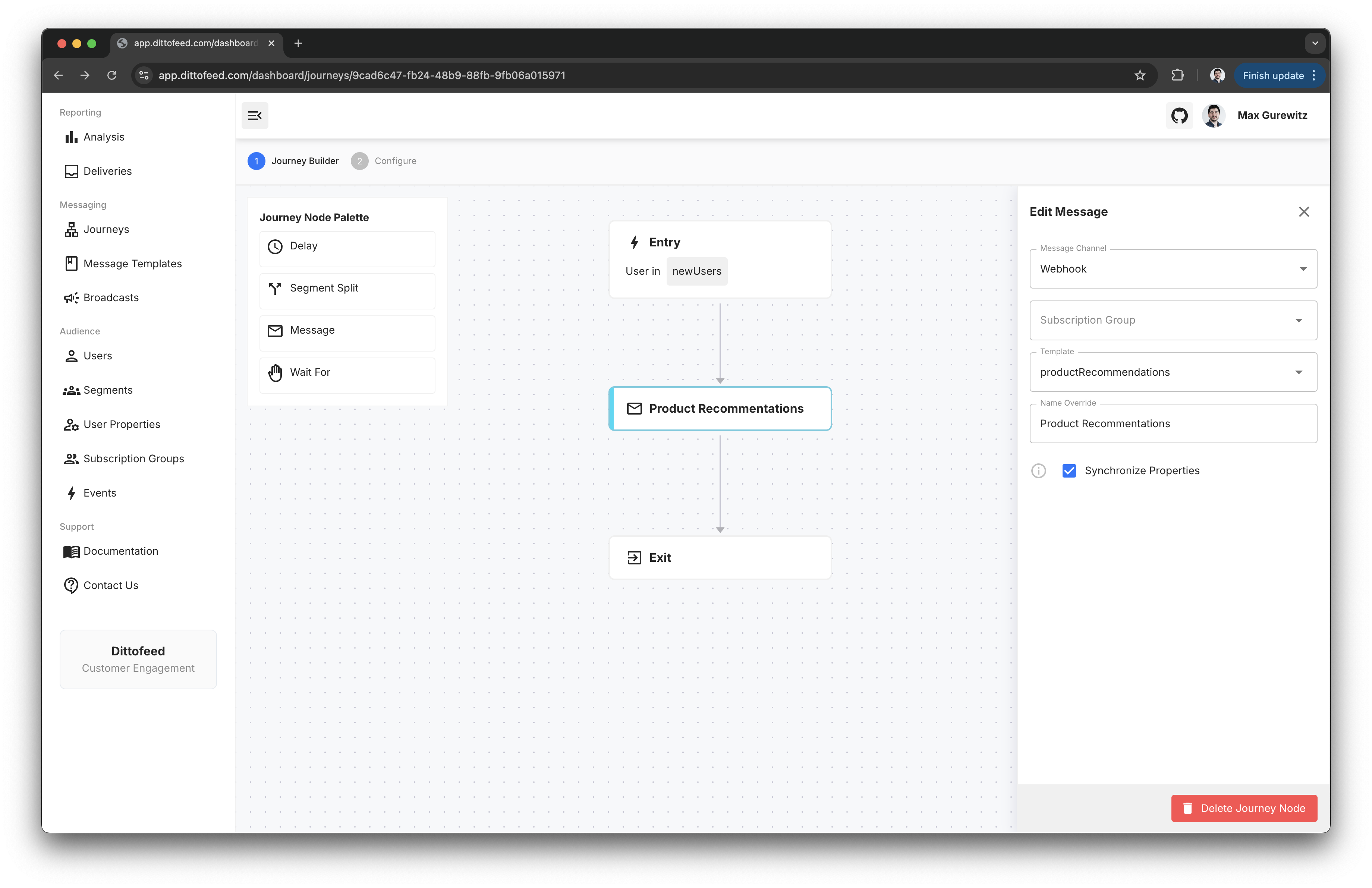 Synchronize Options Webhook Message