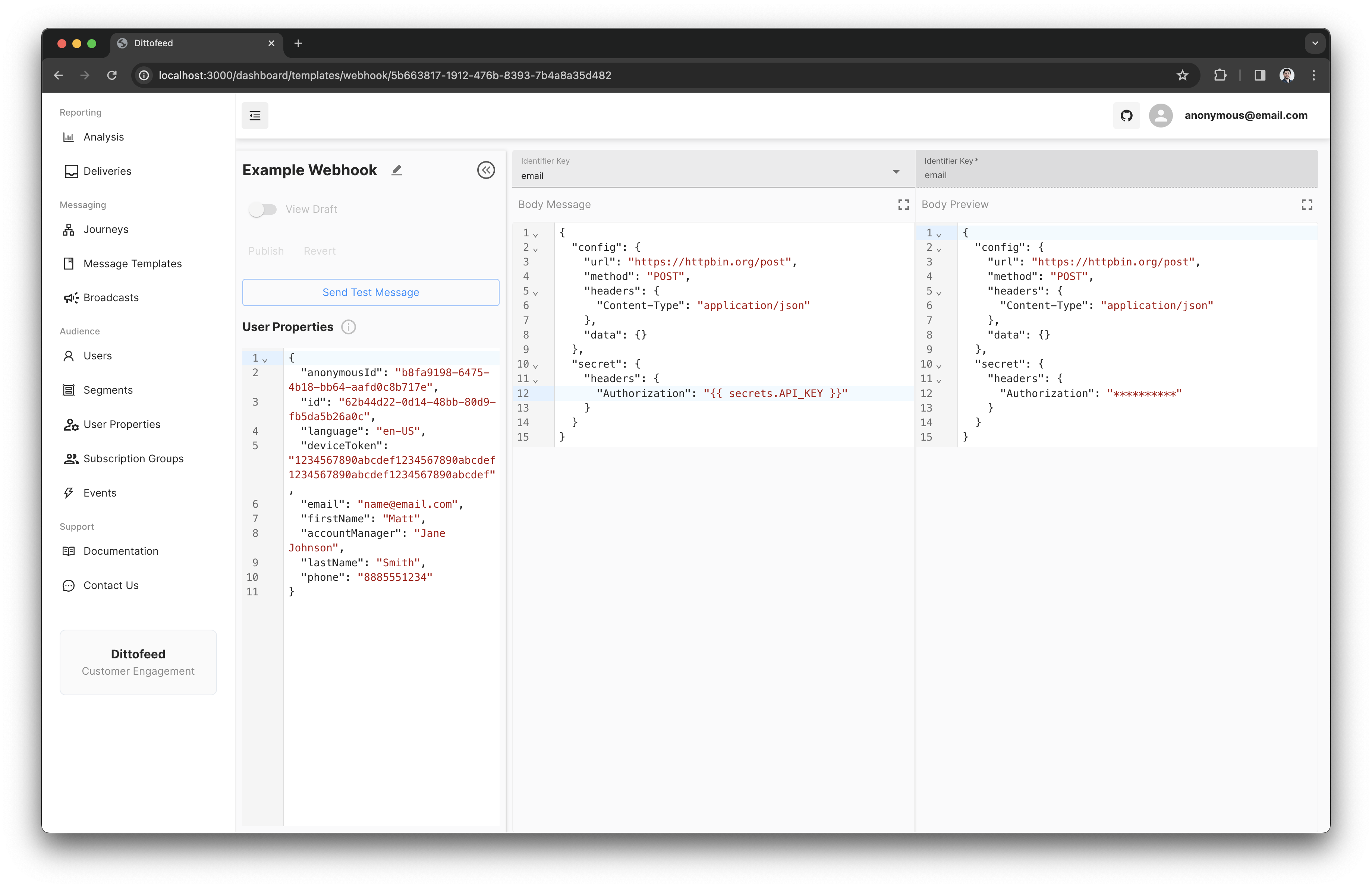 Example Webhook Template