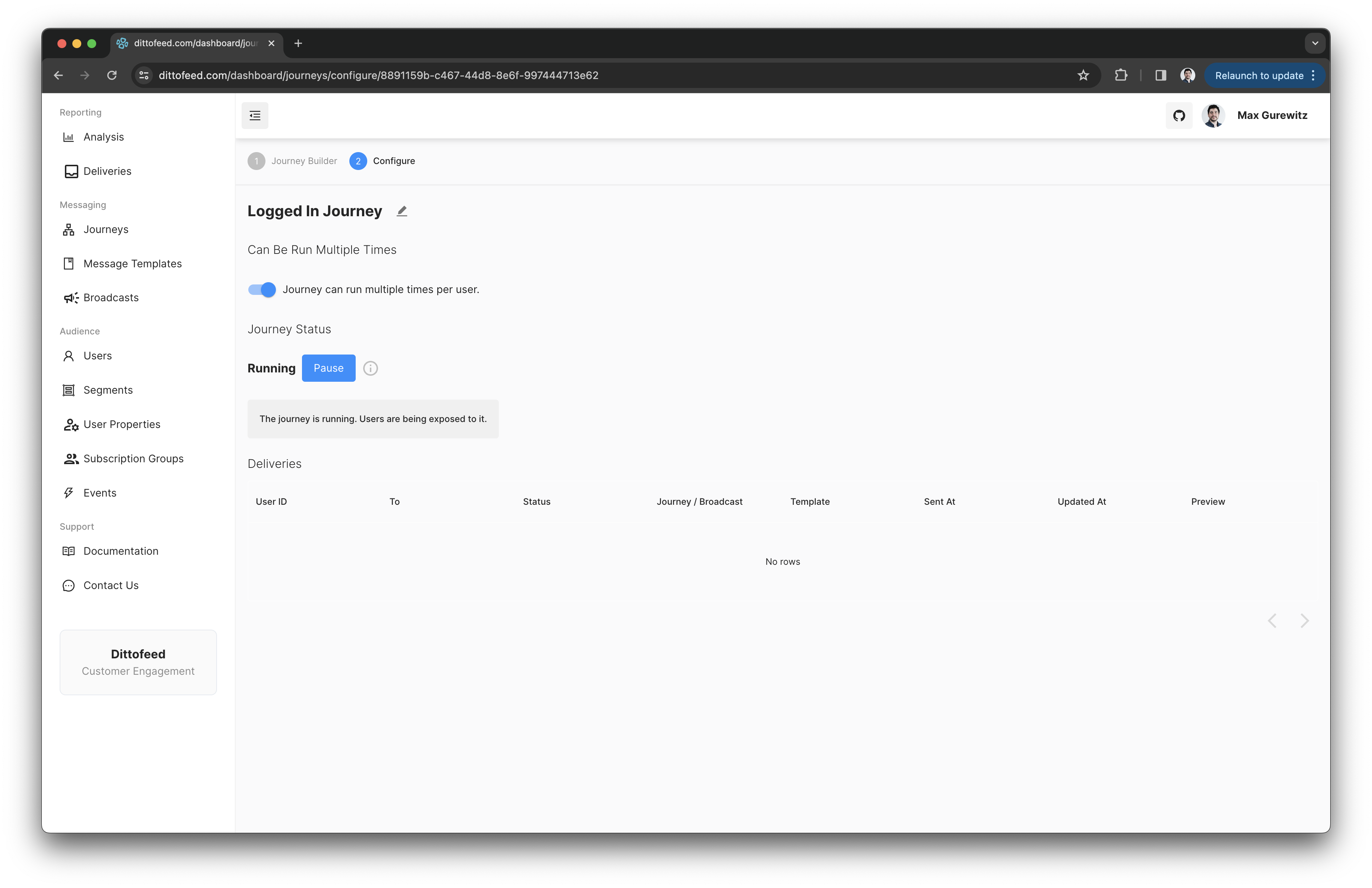 Logged In Journey Config