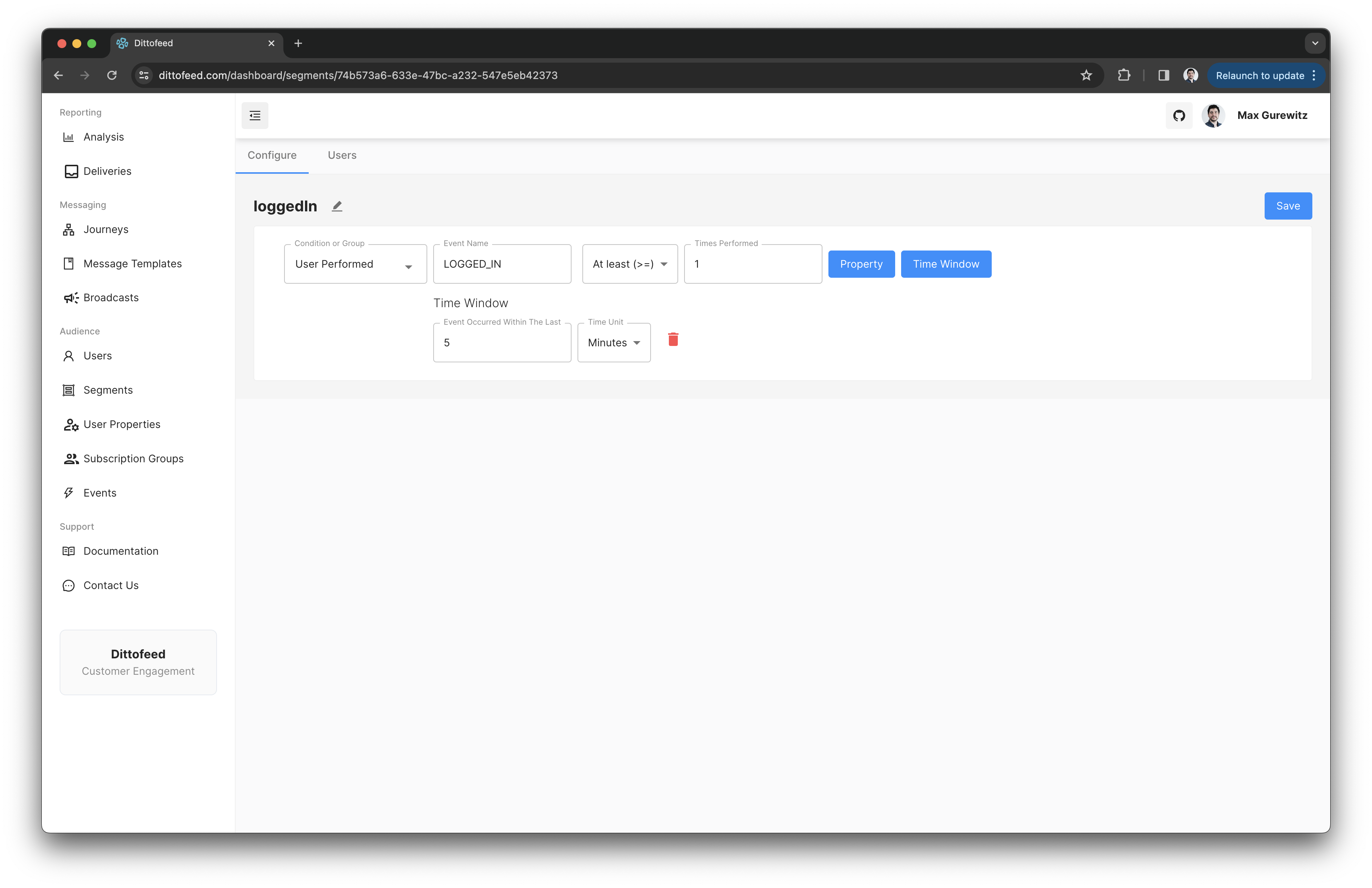 Logged In Segment