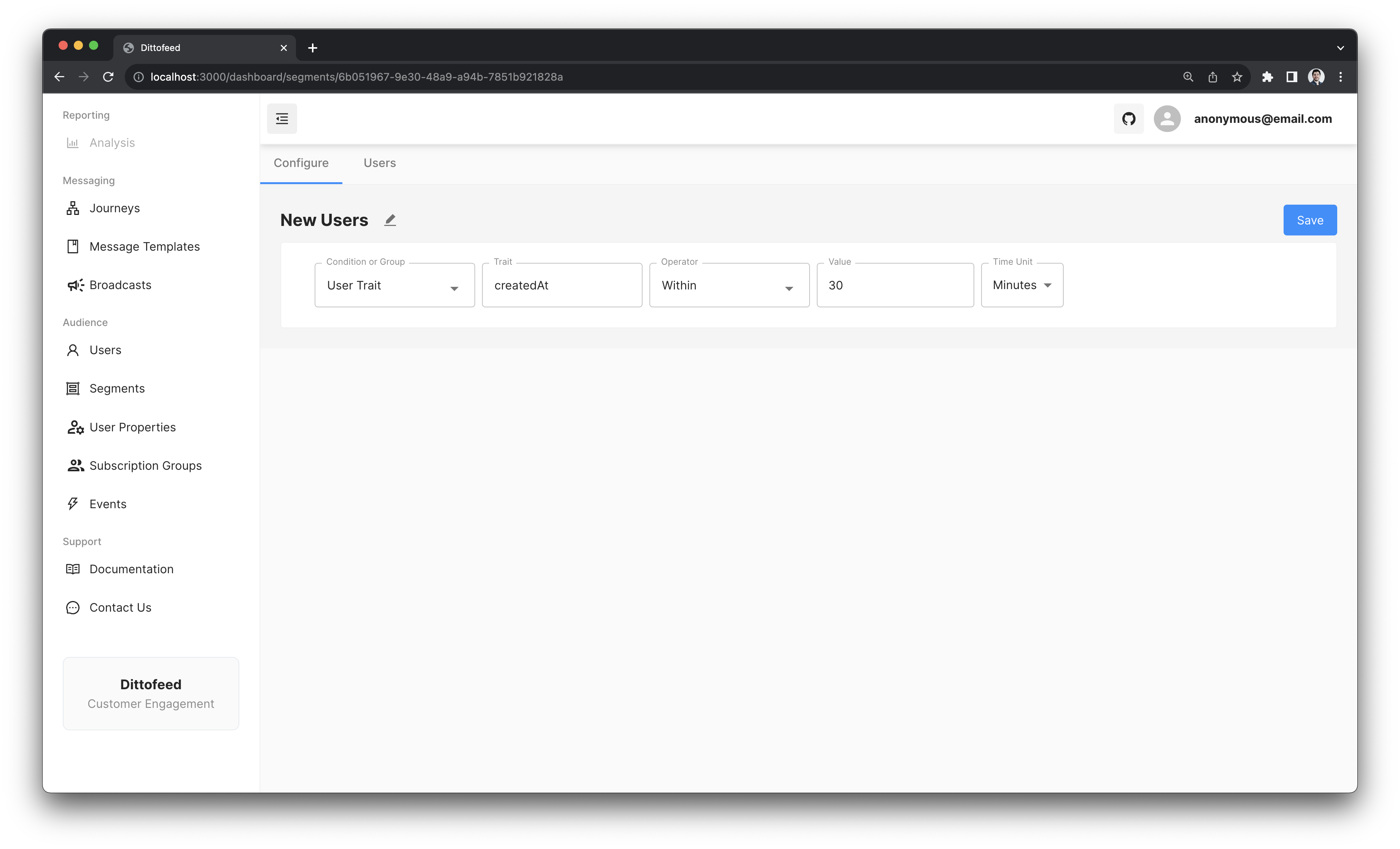 New Users Segment Example