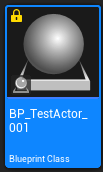 A soft-locked Blueprint asset with a padlock badge in the Content Drawer