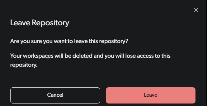 Confirm leaving a repo