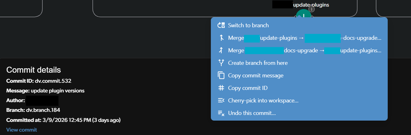 Branch graph context menu