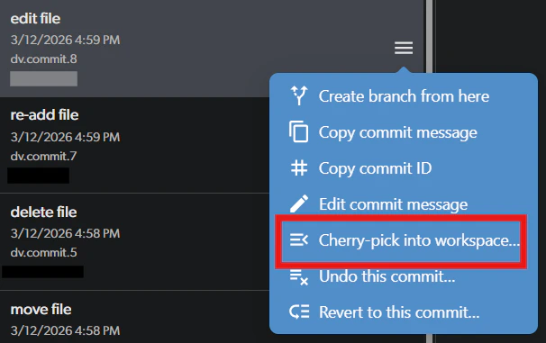 Cherry-pick context menu option