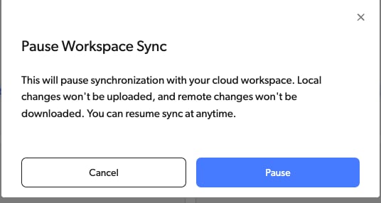 Diversion's Desktop App Confirm Pause Sync