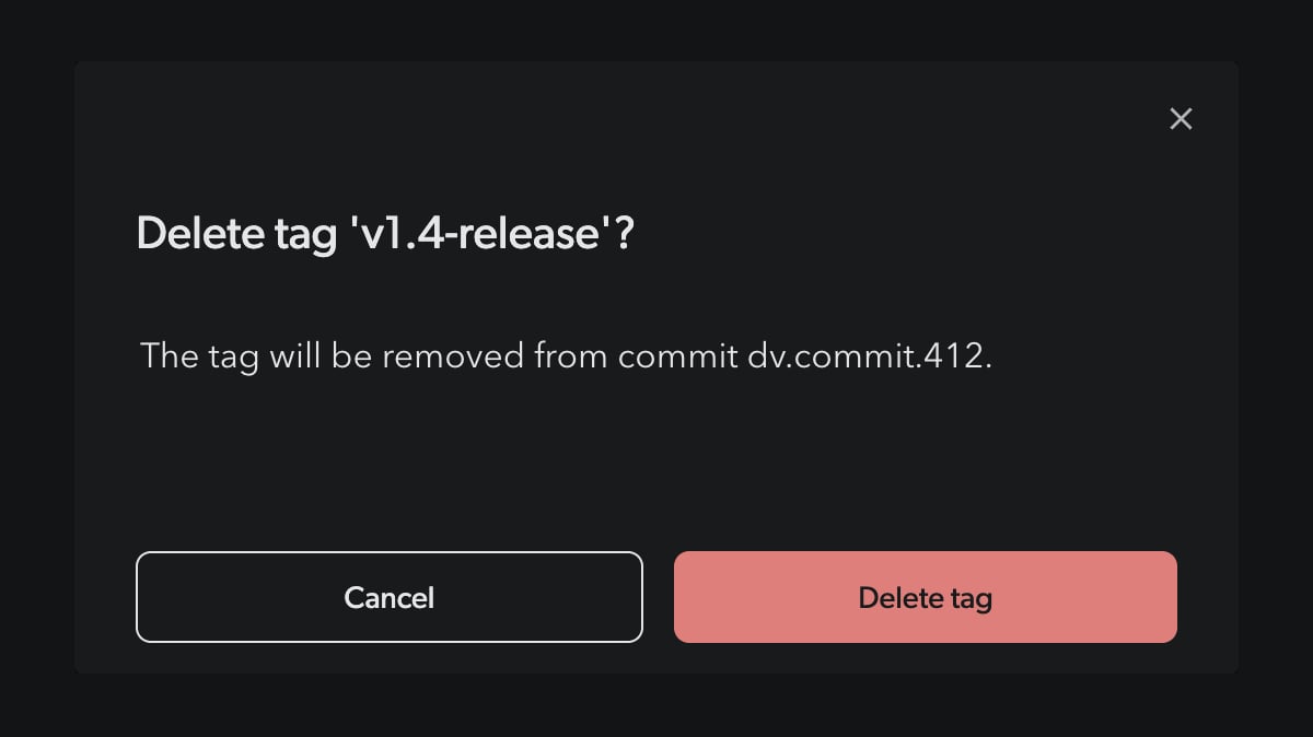 Delete tag confirmation dialog
