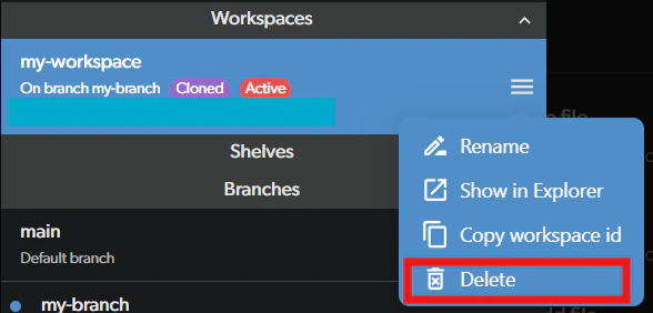 Right-click menu with Delete option