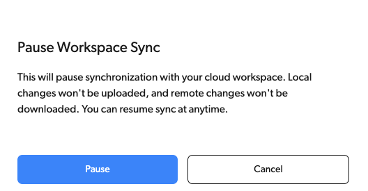 Diversion's Desktop App Confirm Pause Sync