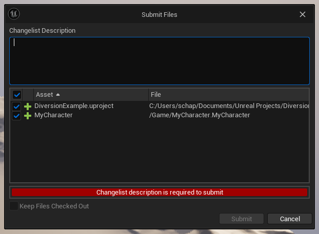 Changelist description