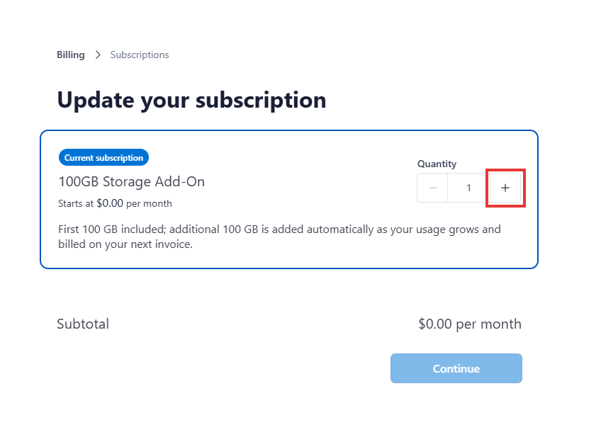 Setting the number of 100 GB storage blocks