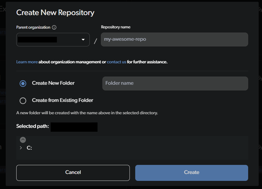 Create a folder for the repo