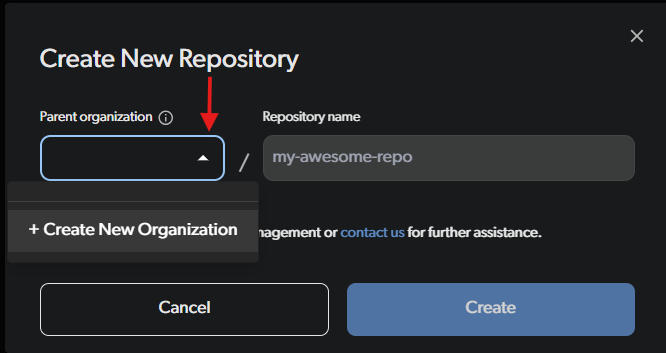 Create org from repo