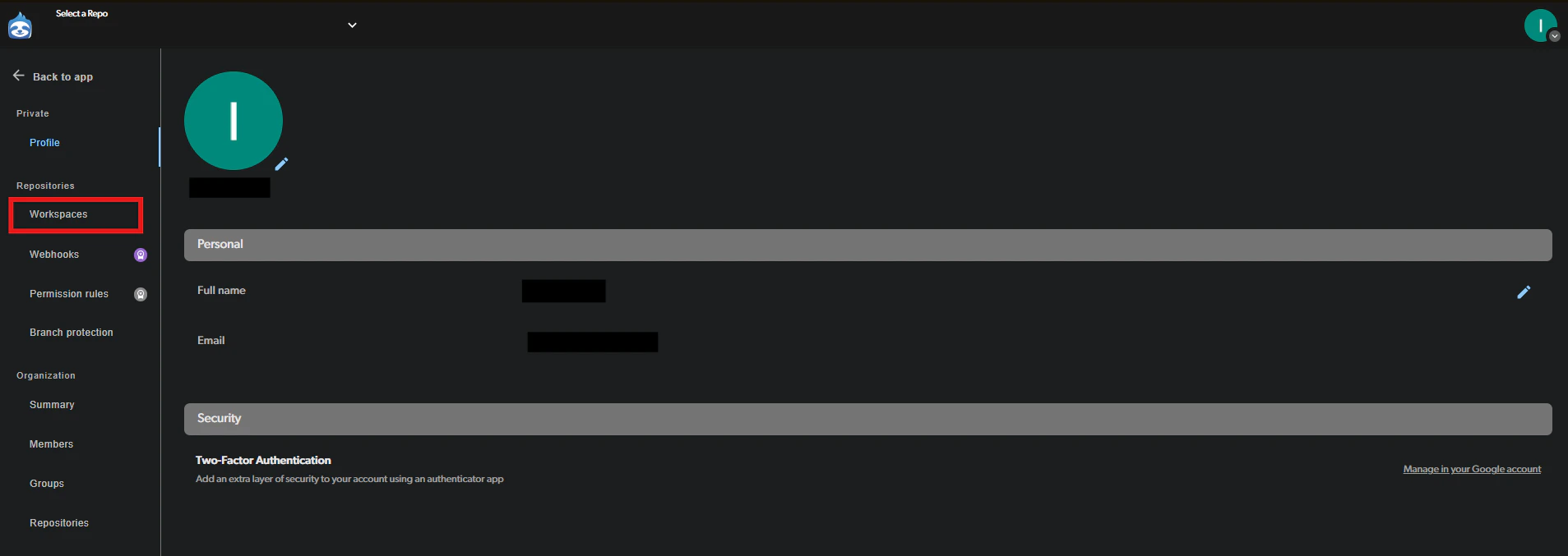Workspaces list showing all workspaces