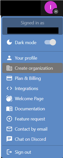 Create org from profile