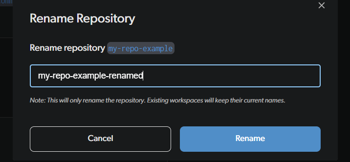 Rename repository dialog