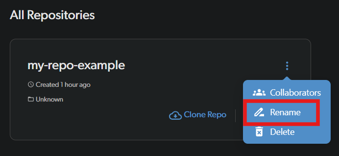 Rename option in repo card menu