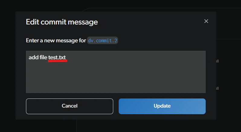Edit commit message dialog