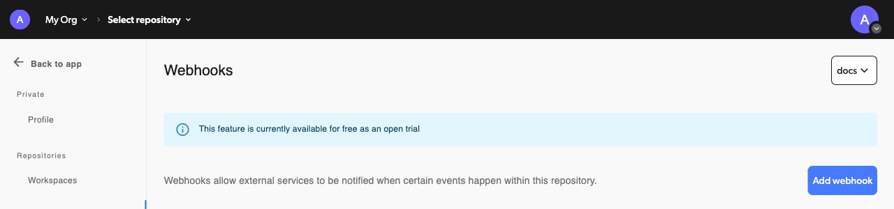 Webhook Management Interface