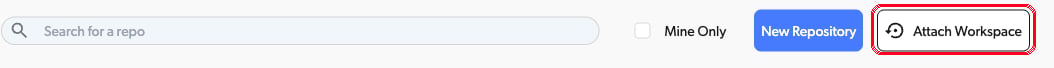 Attach Workspace button on the dashboard