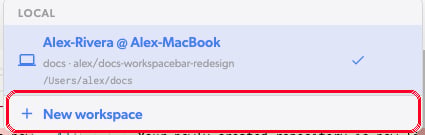 The new workspace button in the workspace selector