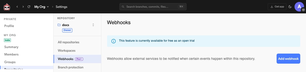 Webhook Management Interface