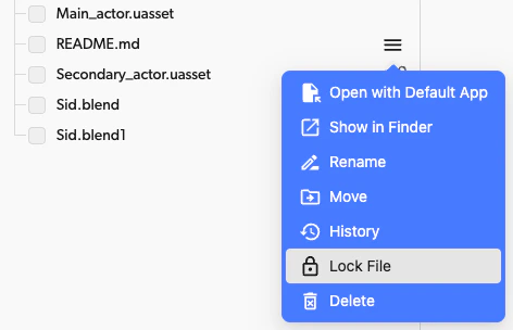 Lock option in the context menu