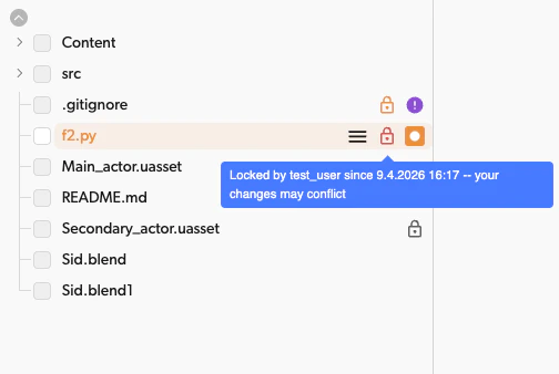 Lock status indicator in the tree view