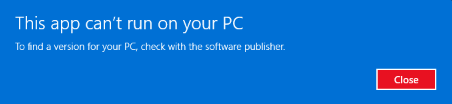 Windows エラー: This app can't run on your PC