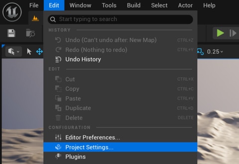 Select project settings