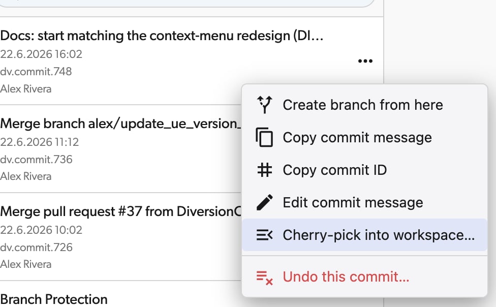Cherry-pick context menu option