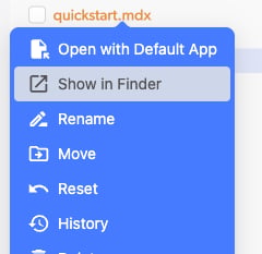 Show in Explorer option in context menu