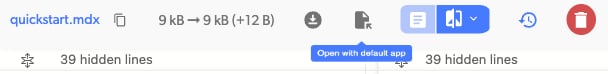 Open with default app button in file title bar
