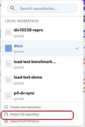 Import repo button