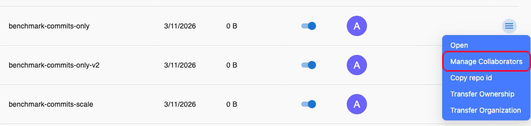 Manage collaborators dialog