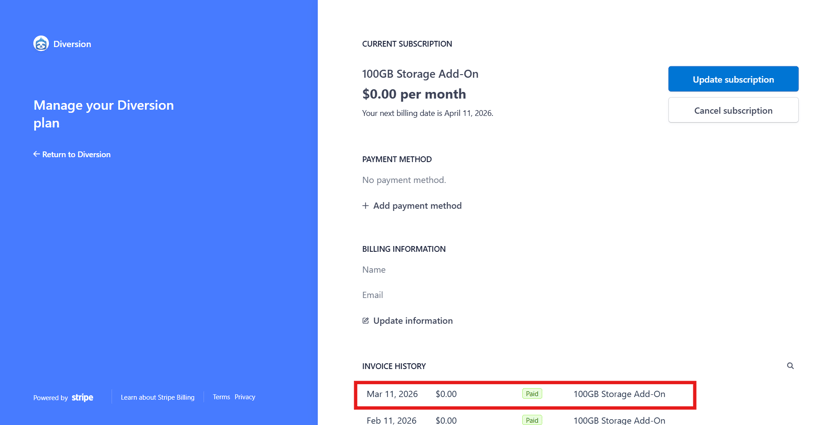Diw Invoice Invoices and billing - Diversion Documentation