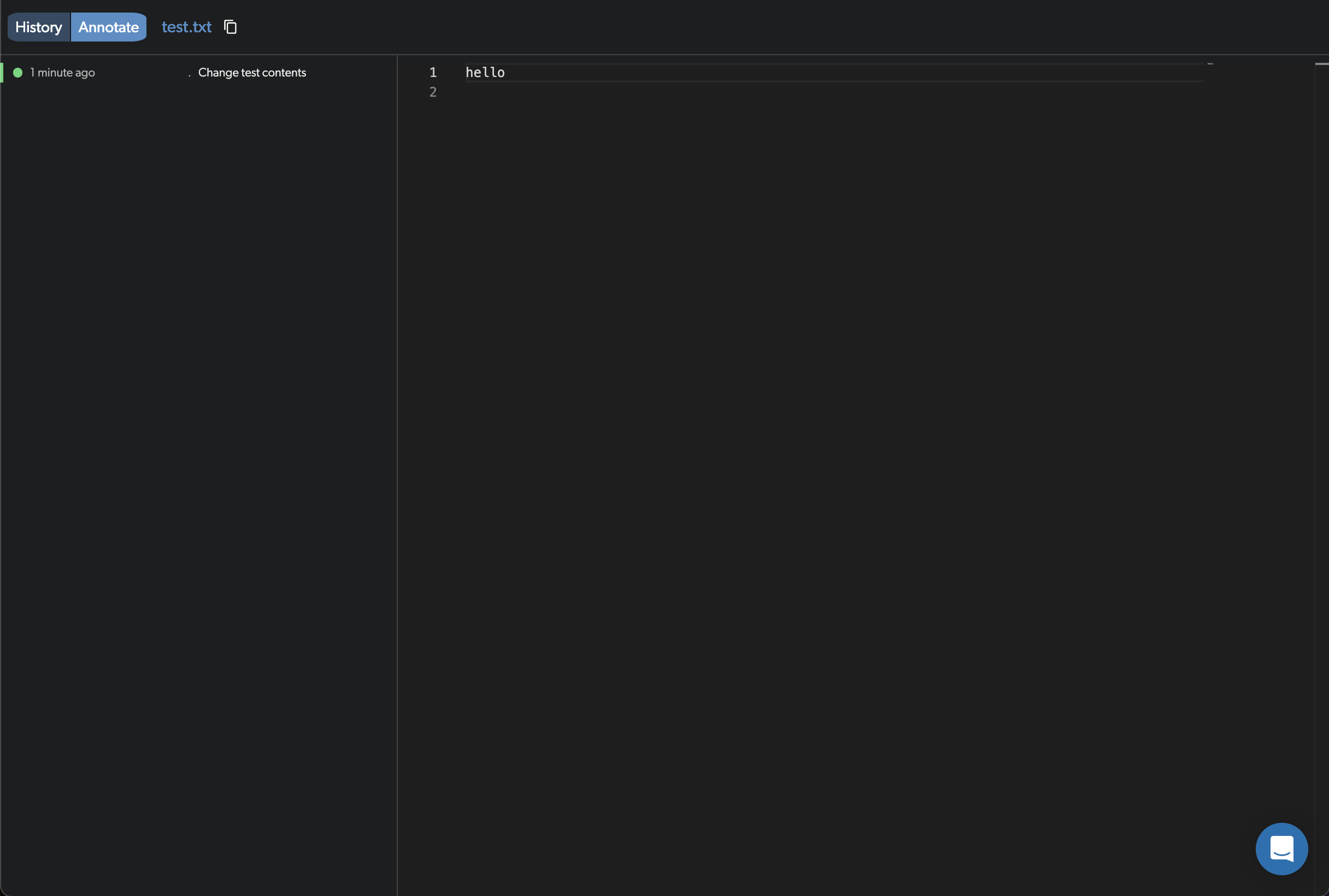 Annotate view showing line-by-line commit attribution