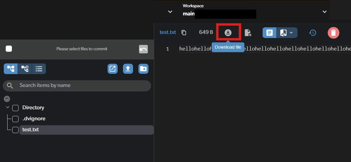 Download button in file title bar