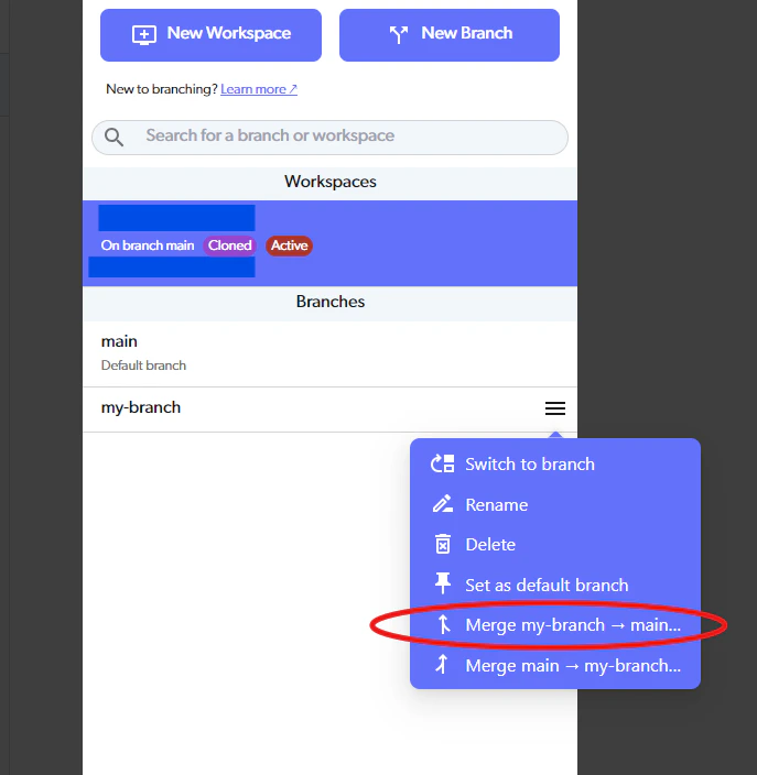 Click on that branch and choose the merge direction