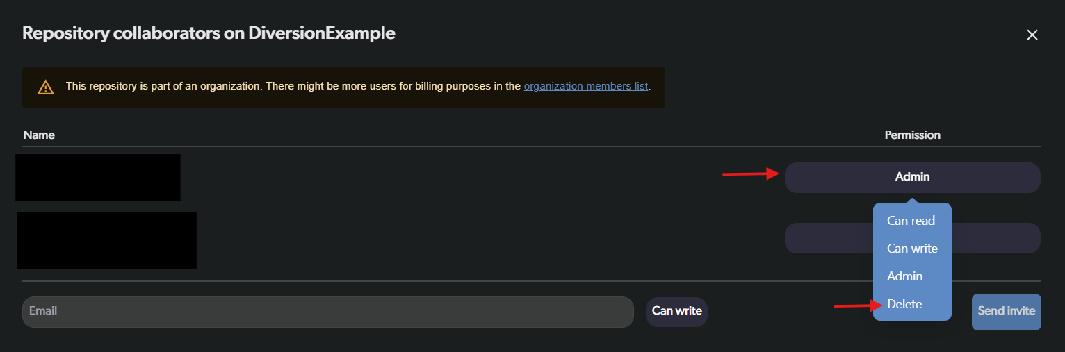 Remove user from repo